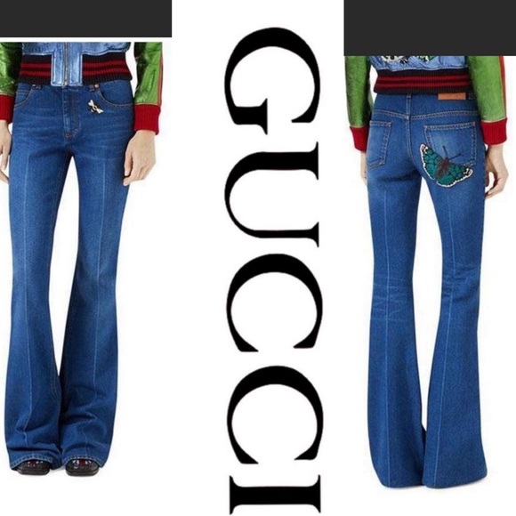 Gucci Denim - 💕Gucci flare patch dark denim jeans